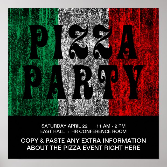 Pizza-Party (italienische Flagge) Poster (Vorne)