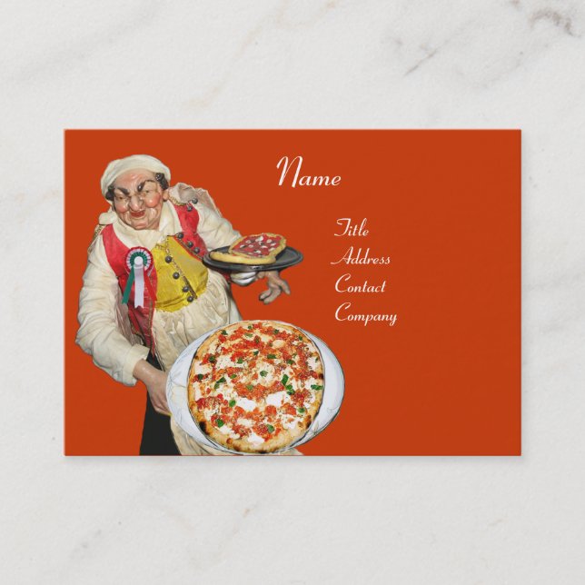 PIZZA-PARTY ITALIENISCHE KÜCHE, PIZZERIA, lila ora Visitenkarte (Vorderseite)
