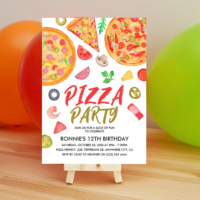 Pizza Party Italienischer Fun Kindergeburtstag Einladung (Von Creator hochgeladen)
