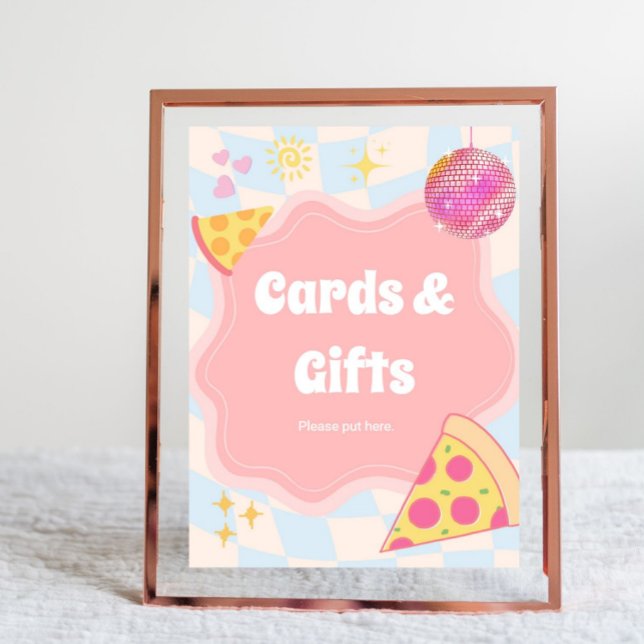 Pizza-Party-Karten und Geschenke Schild (pizza party cards and gifts sign, pizza birthday sign, cards and gifts table sign, pizza party decor)