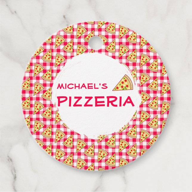 Pizza Party Kids Birthday Geschenkanhänger (Vorderseite)