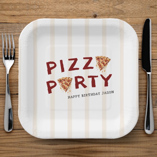 Pizza-Party Kindergeburtstag Gestreift Pappteller (Von Creator hochgeladen)
