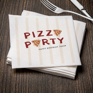 Pizza-Party Kindergeburtstag Gestreift Serviette