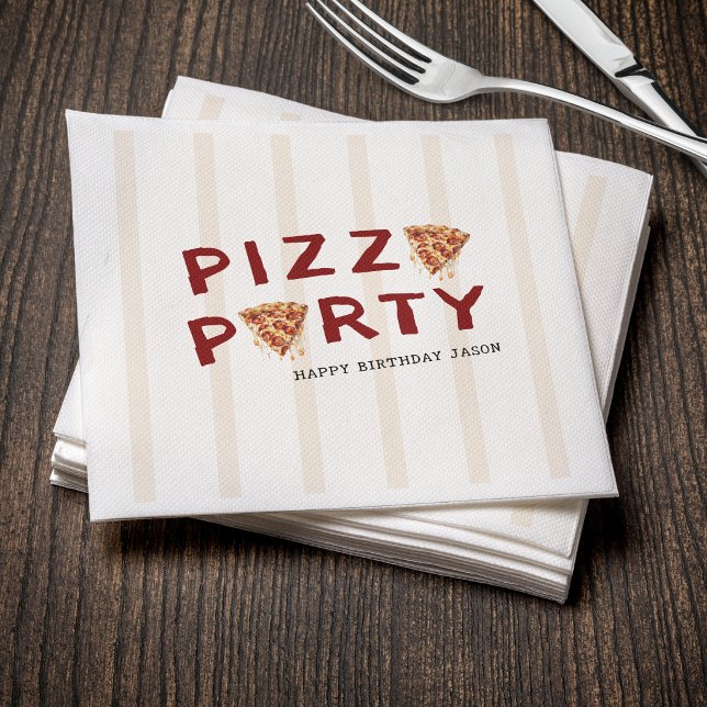 Pizza-Party Kindergeburtstag Gestreift Serviette (Von Creator hochgeladen)