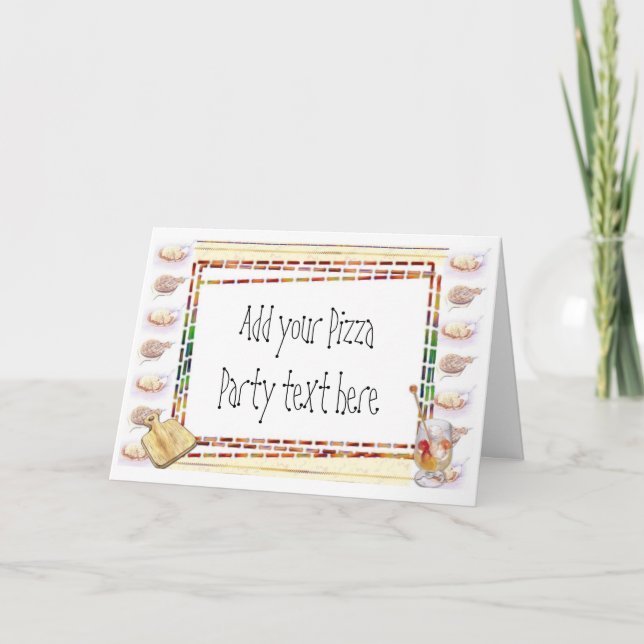Pizza Party Kindergeburtstag Party Einladungen (Vorderseite)