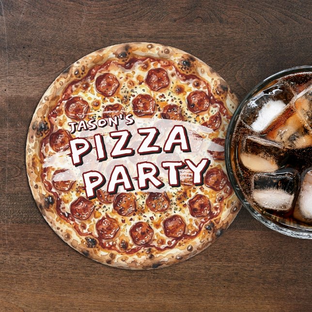Pizza-Party Kindergeburtstag Runder Pappuntersetzer (Von Creator hochgeladen)
