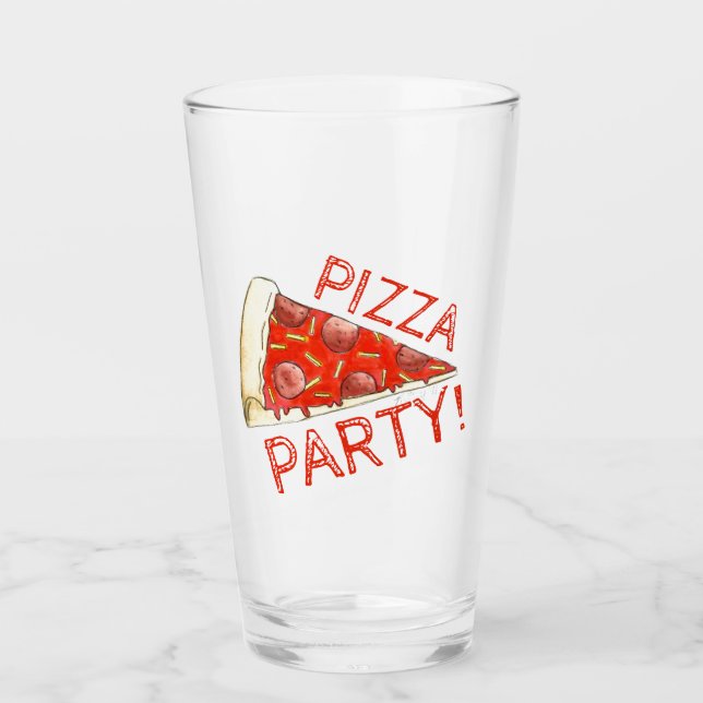 Pizza Party New York Pepperoni Käse Slice Pie Glas (Vorderseite)