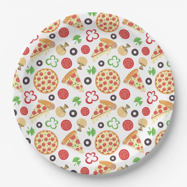 Pizza Party Niedlich Pizza Pattern Kindergeburtsta Pappteller (Vorderseite)