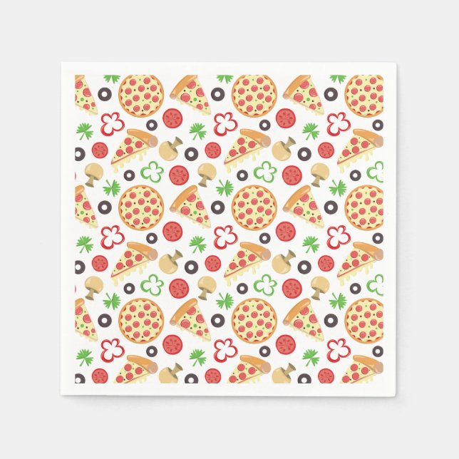 Pizza Party Niedlich Pizza Pattern Kindergeburtsta Serviette (Vorderseite)