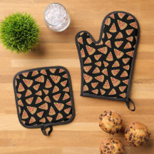 Pizza Party Pattern Black