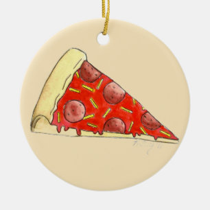 Pizza Party Pepperoni Käse New York Pizzeria Keramik Ornament