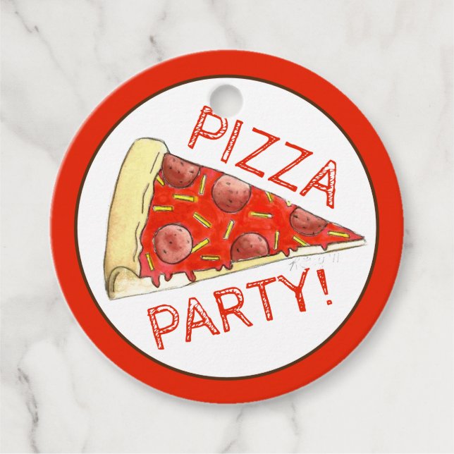PIZZA-PARTY! Pepperoni Käse Pizza Slice Pizzeria Geschenkanhänger (Vorderseite)