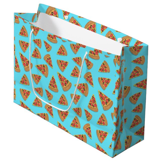 Pizza Party Pepperoni Novelty Blue Grosse Geschenk Große Geschenktüte (Vorderseite Schrägansicht)
