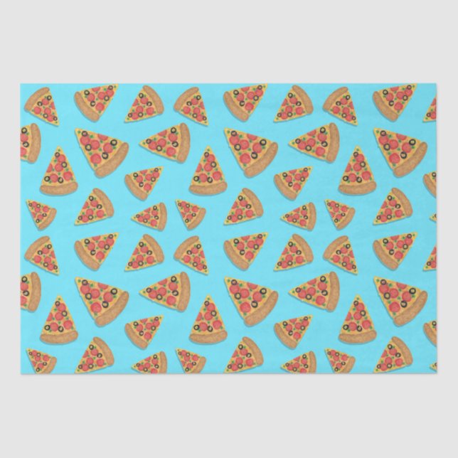 Pizza Party Pepperoni Novelty Blue Seidenpapier (Vorderseite)