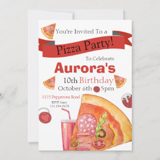Pizza Party, Pizza Geburtstag, Slice of Fun Invita Einladung