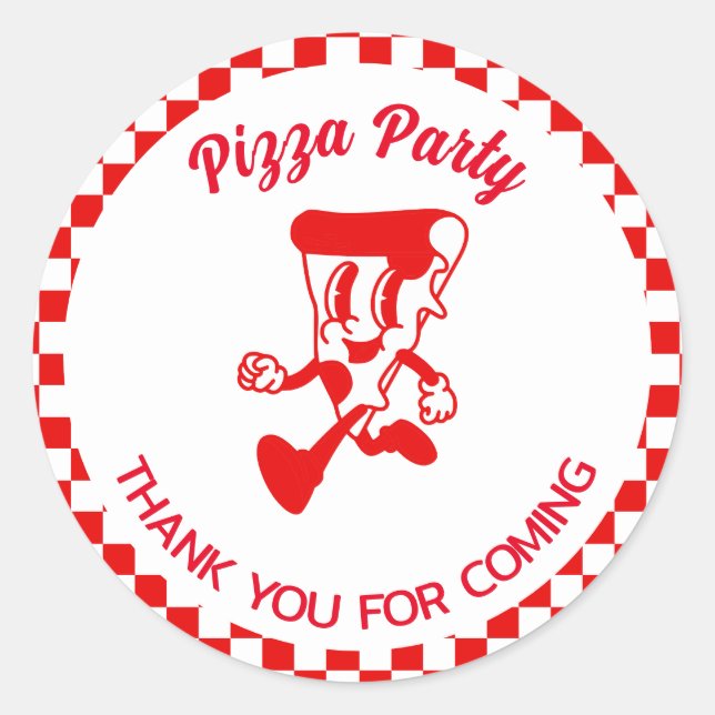 Pizza Party Round Sticker (Vorderseite)