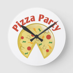 Pizza Party Runde Wanduhr