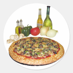 Pizza-Party Runder Aufkleber