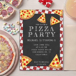 Pizza Party Scheiben Kindergeburtstag karierte Ret Einladung