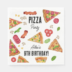 Pizza Party Thema Wasserfarbe Kindergeburtstag Par Serviette