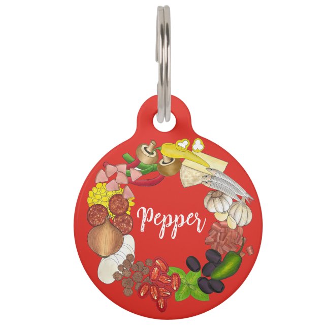 Pizza Party Toppings Italienische Pizzeria Pie Haustiermarke (Vorderseite)