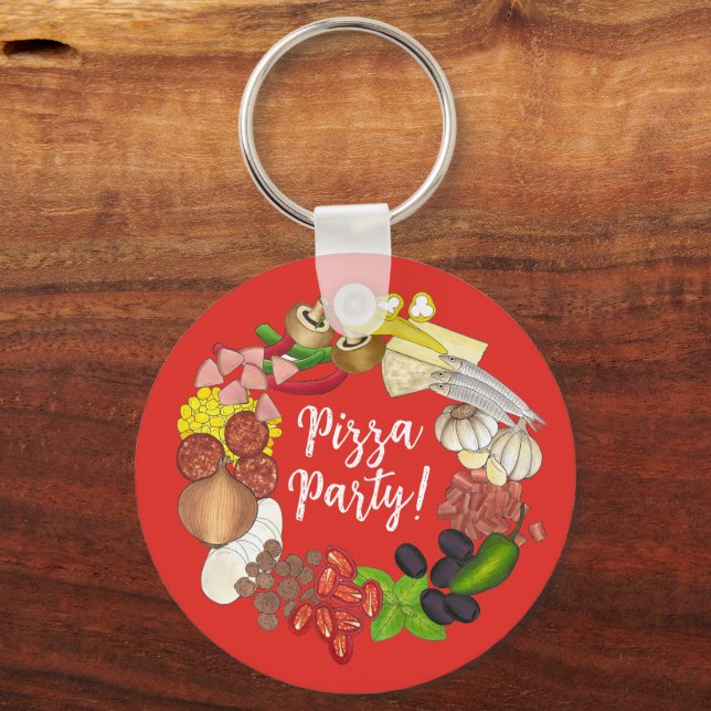 Pizza Party Toppings Italienische Pizzeria Pie Schlüsselanhänger (Rückseite)