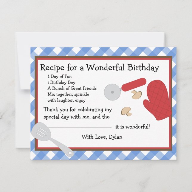 Pizza Party Vielen Dank Dankeskarte (Vorderseite)