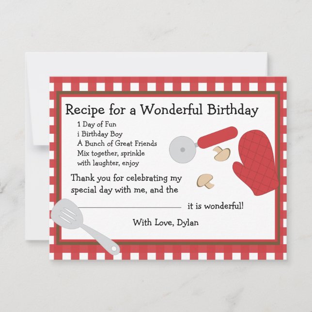 Pizza Party Vielen Dank Dankeskarte (Vorderseite)