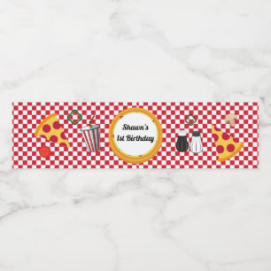 Pizza Party Wasser Flasche Wasserflaschenetikett