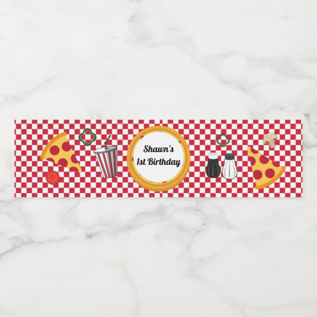 Pizza Party Wasser Flasche Wasserflaschenetikett (Einzelnes Label)
