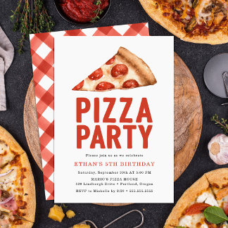 Pizza-Party Wasserfarbe Geburtstagsparty Einladung