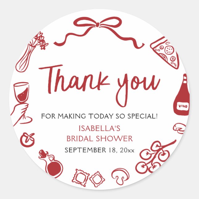 Pizza Pasta Brautparty Runder Aufkleber (Vorderseite)