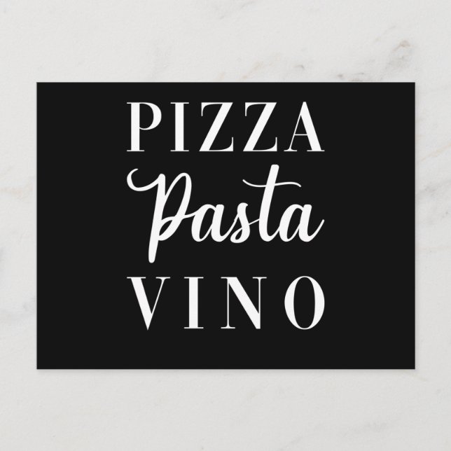 Pizza Pasta Vino Postkarte (Vorderseite)