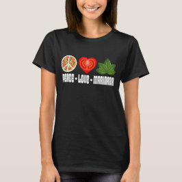 Pizza Peace Sign Tomato Herz und Basil Blätter T-Shirt