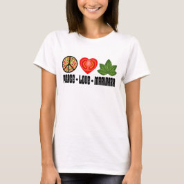 Pizza Peace Sign Tomato Herz und Basil Blätter T-Shirt