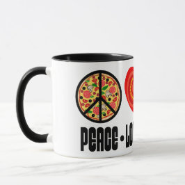 Pizza Peace Sign Tomato Herz und Basil Blätter Tasse