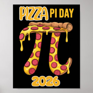 Pizza Pi Tag 2026 Retro Mathe Lehrer Jungen Kinder Poster