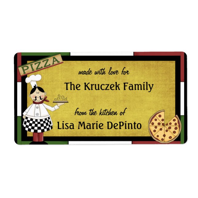 Pizza Pie Koch Food Zubereitung Labels (Vorne)