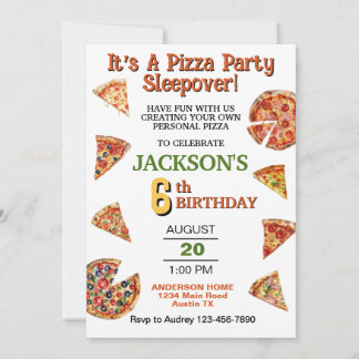 Pizza Pie Slice Sleepos Jegliche Geburtstagsparty  Einladung
