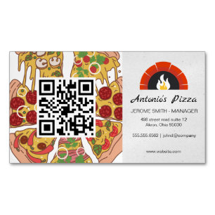 Pizza Pie Slices Brick Oven QR-Code Magnetische Visitenkarte
