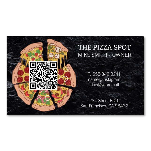 Pizza Pie Slices | QR-Code Magnetische Visitenkarte (Vorderseite)