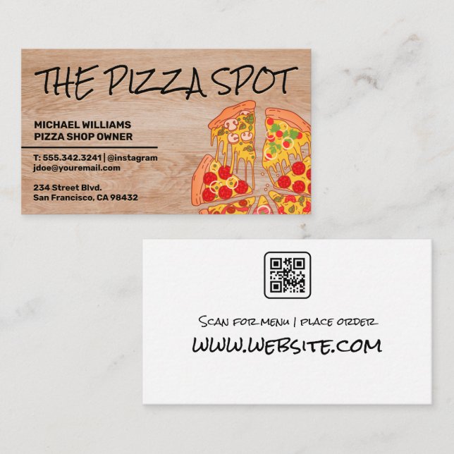 Pizza Pie Slices | Restaurant | Qr Code Visitenkarte (Vorne/Hinten)