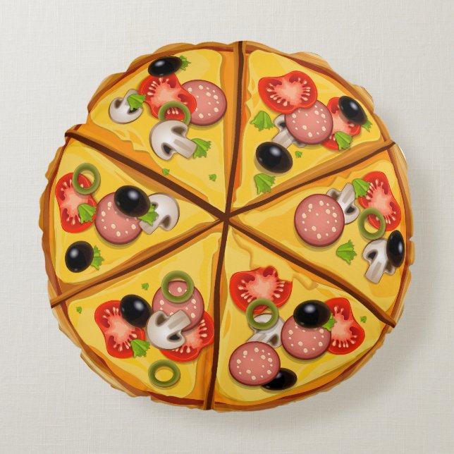 Pizza Pillow Rundes Kissen (Vorderseite)