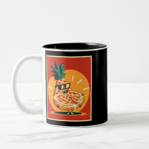 Pizza Pineaple Hawaii Summer Fast Food Tomaten F Zweifarbige Tasse