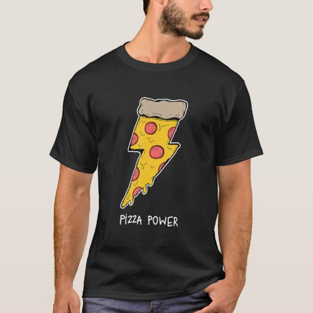 Pizza Pizza cool Pizza Power Blitze T-Shirt (Vorderseite)
