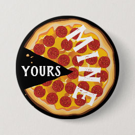 Pizza Pizza niedlich Feinschmecker schwarz rot Button
