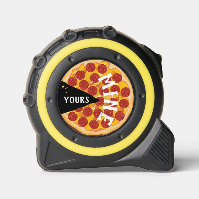 Pizza Pizza niedliches Party Schwarz Maßband (Vorderseite)