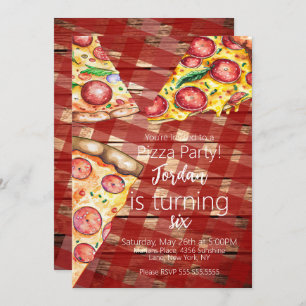 Pizza Pizza Pie Slices Birthday Party Script Einladung