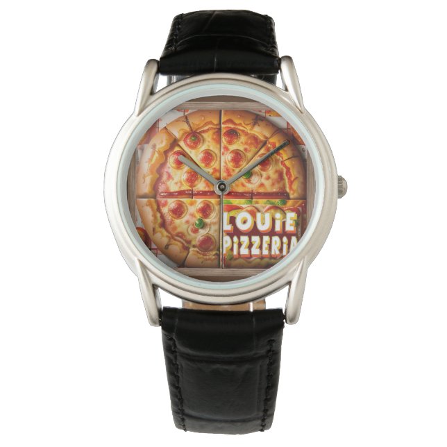 Pizza Pizzeria Design Armbanduhr (Vorderseite)