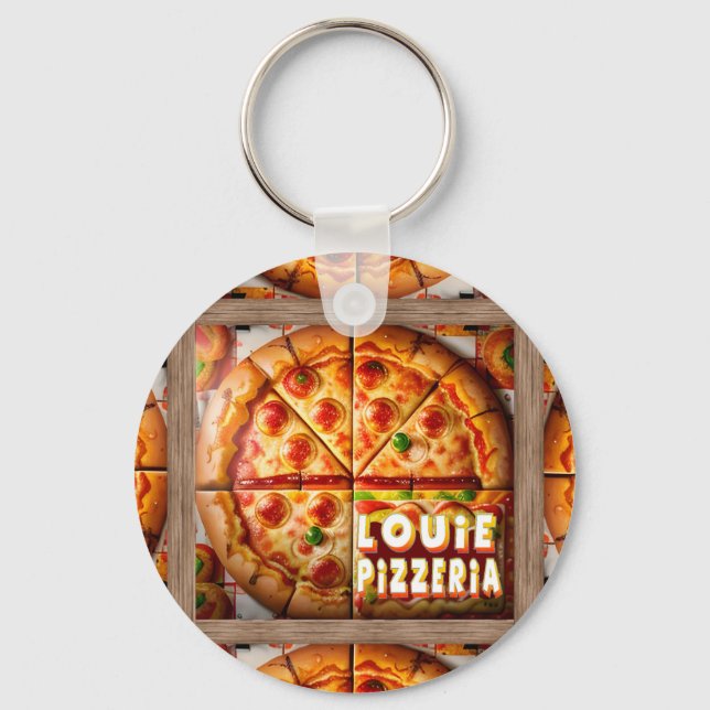 Pizza Pizzeria Design Schlüsselanhänger (Vorderseite)